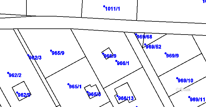 Parcela st. 966/9 v KÚ Velká Chuchle, Katastrální mapa
