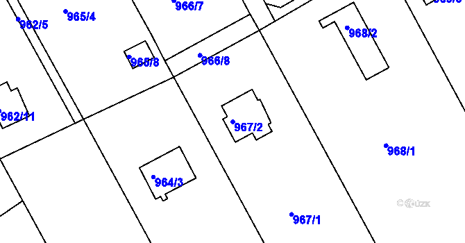 Parcela st. 967/2 v KÚ Velká Chuchle, Katastrální mapa