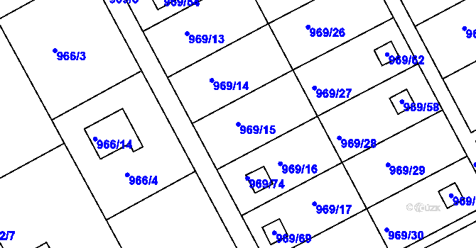 Parcela st. 969/15 v KÚ Velká Chuchle, Katastrální mapa