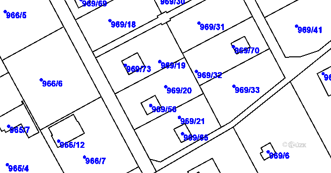 Parcela st. 969/20 v KÚ Velká Chuchle, Katastrální mapa