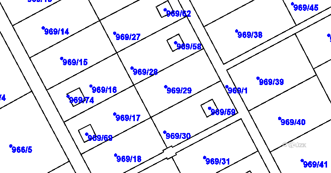 Parcela st. 969/29 v KÚ Velká Chuchle, Katastrální mapa