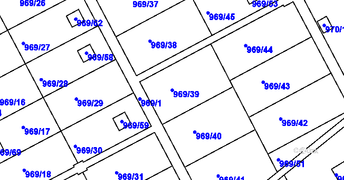 Parcela st. 969/39 v KÚ Velká Chuchle, Katastrální mapa