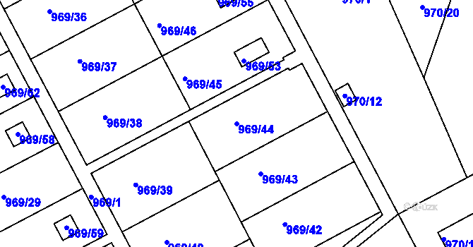 Parcela st. 969/44 v KÚ Velká Chuchle, Katastrální mapa