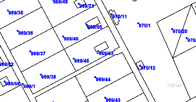 Parcela st. 969/53 v KÚ Velká Chuchle, Katastrální mapa