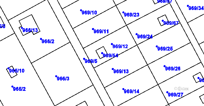 Parcela st. 969/54 v KÚ Velká Chuchle, Katastrální mapa