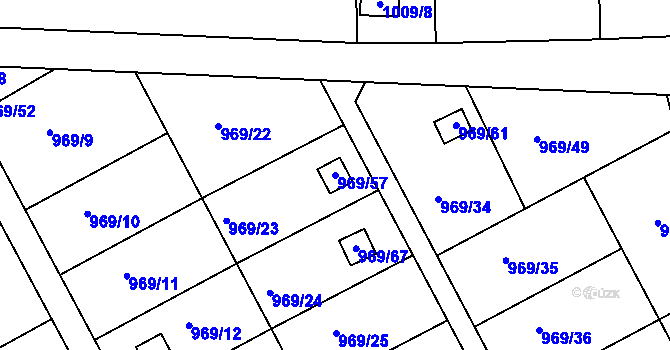 Parcela st. 969/57 v KÚ Velká Chuchle, Katastrální mapa