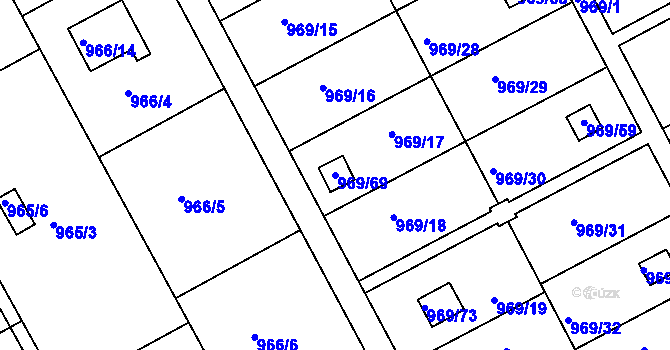 Parcela st. 969/69 v KÚ Velká Chuchle, Katastrální mapa
