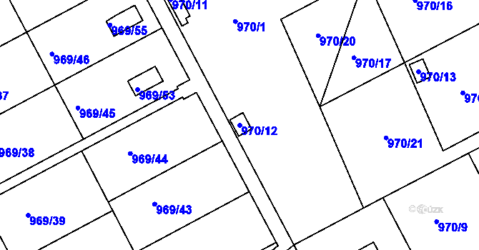 Parcela st. 970/12 v KÚ Velká Chuchle, Katastrální mapa