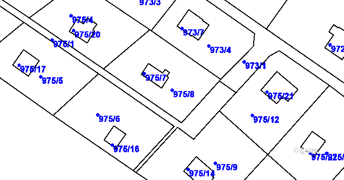 Parcela st. 975/8 v KÚ Velká Chuchle, Katastrální mapa