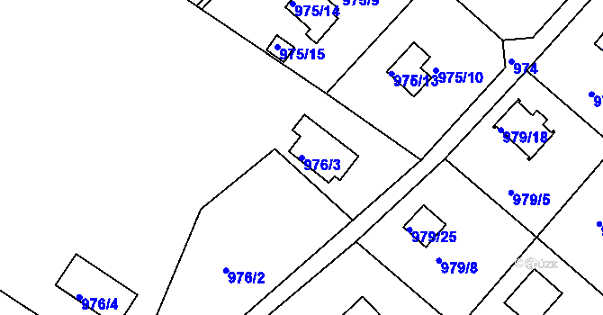 Parcela st. 976/3 v KÚ Velká Chuchle, Katastrální mapa