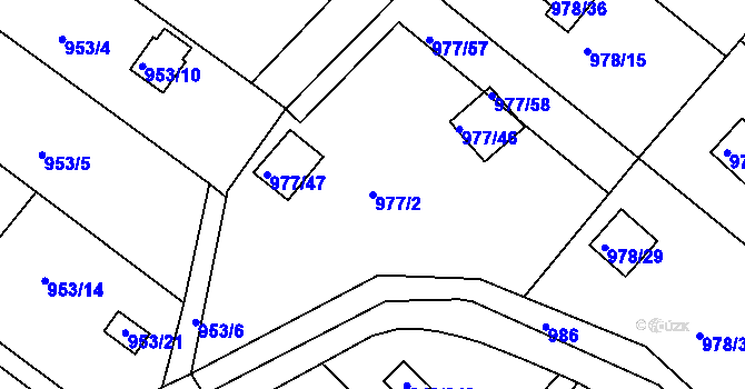 Parcela st. 977/2 v KÚ Velká Chuchle, Katastrální mapa