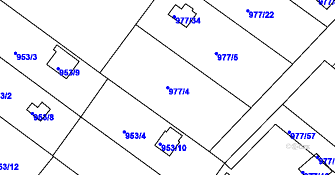 Parcela st. 977/4 v KÚ Velká Chuchle, Katastrální mapa