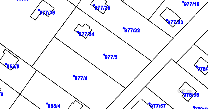 Parcela st. 977/5 v KÚ Velká Chuchle, Katastrální mapa