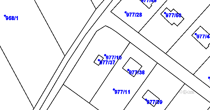 Parcela st. 977/10 v KÚ Velká Chuchle, Katastrální mapa