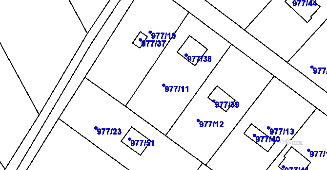 Parcela st. 977/11 v KÚ Velká Chuchle, Katastrální mapa