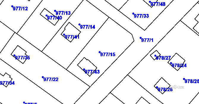 Parcela st. 977/15 v KÚ Velká Chuchle, Katastrální mapa