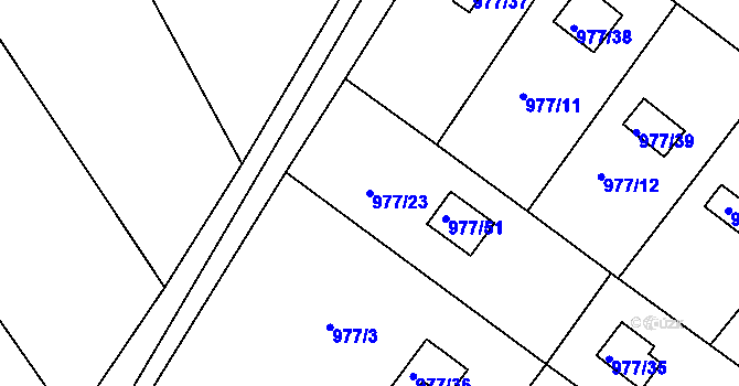 Parcela st. 977/23 v KÚ Velká Chuchle, Katastrální mapa