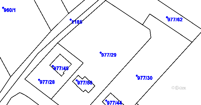 Parcela st. 977/29 v KÚ Velká Chuchle, Katastrální mapa
