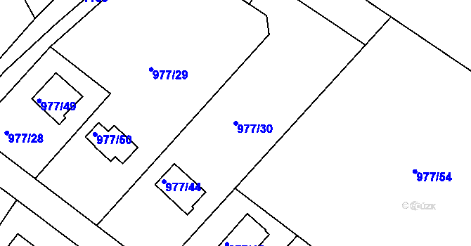 Parcela st. 977/30 v KÚ Velká Chuchle, Katastrální mapa