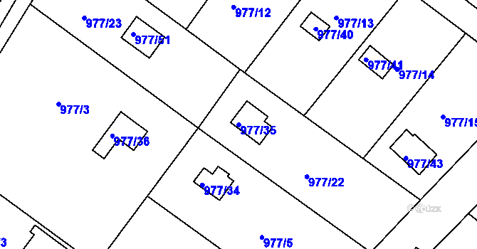 Parcela st. 977/35 v KÚ Velká Chuchle, Katastrální mapa