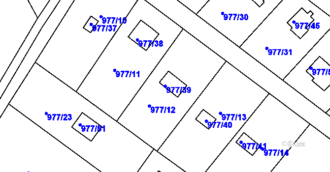 Parcela st. 977/39 v KÚ Velká Chuchle, Katastrální mapa