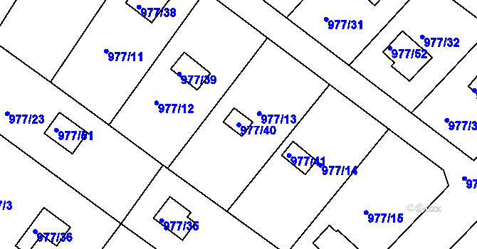 Parcela st. 977/40 v KÚ Velká Chuchle, Katastrální mapa