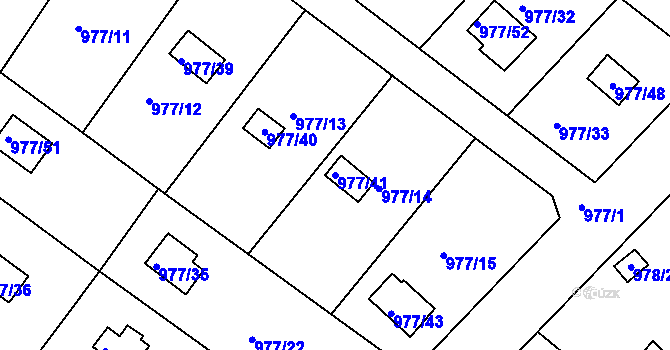 Parcela st. 977/41 v KÚ Velká Chuchle, Katastrální mapa