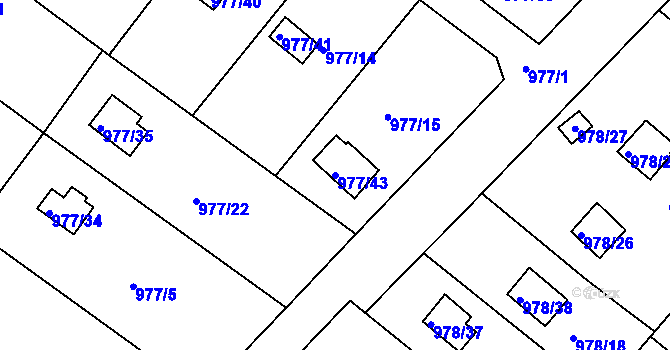 Parcela st. 977/43 v KÚ Velká Chuchle, Katastrální mapa