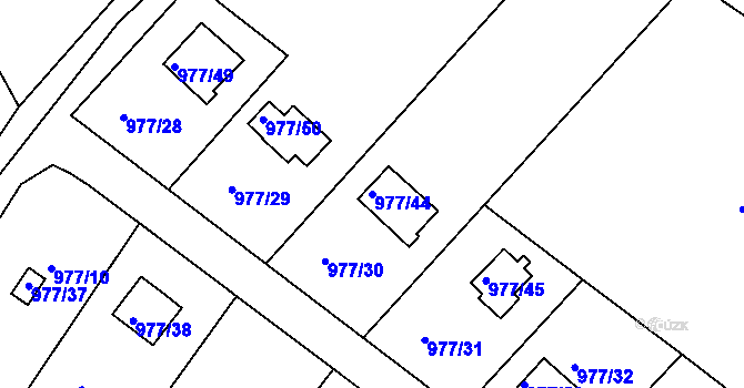 Parcela st. 977/44 v KÚ Velká Chuchle, Katastrální mapa