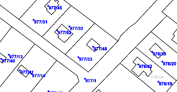 Parcela st. 977/48 v KÚ Velká Chuchle, Katastrální mapa