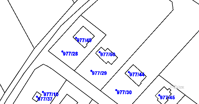 Parcela st. 977/50 v KÚ Velká Chuchle, Katastrální mapa