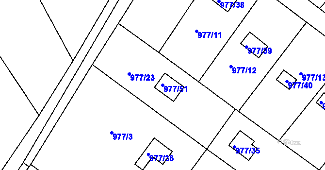 Parcela st. 977/51 v KÚ Velká Chuchle, Katastrální mapa