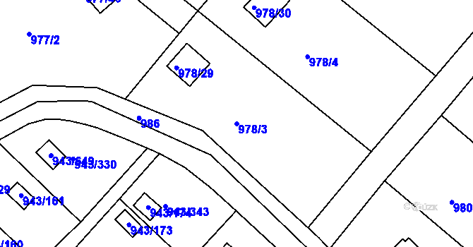 Parcela st. 978/3 v KÚ Velká Chuchle, Katastrální mapa