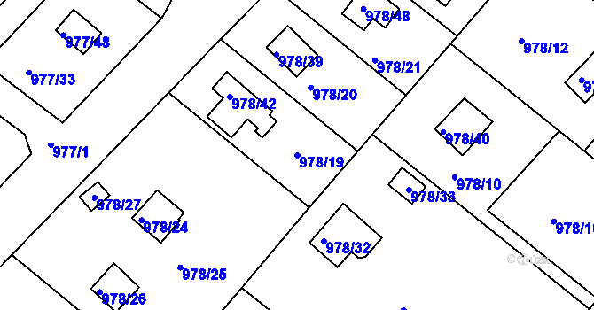 Parcela st. 978/19 v KÚ Velká Chuchle, Katastrální mapa
