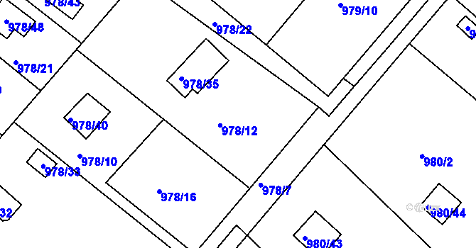 Parcela st. 978/23 v KÚ Velká Chuchle, Katastrální mapa