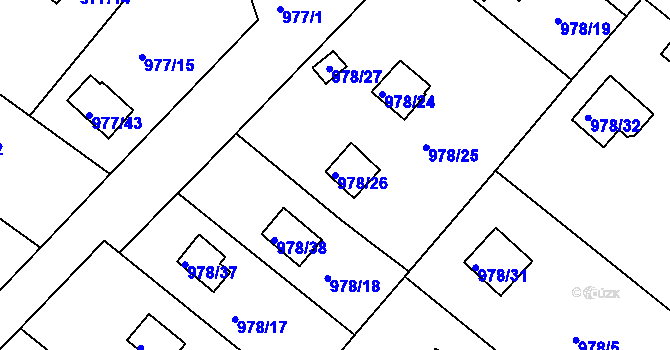 Parcela st. 978/26 v KÚ Velká Chuchle, Katastrální mapa