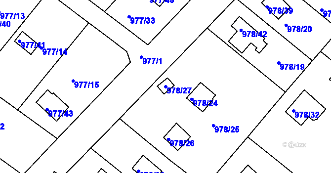 Parcela st. 978/27 v KÚ Velká Chuchle, Katastrální mapa