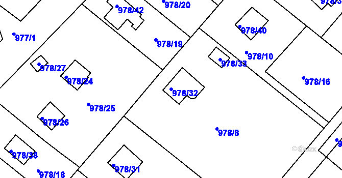 Parcela st. 978/32 v KÚ Velká Chuchle, Katastrální mapa