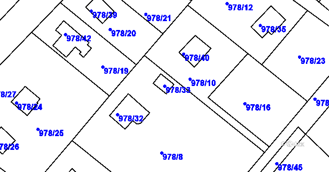 Parcela st. 978/33 v KÚ Velká Chuchle, Katastrální mapa