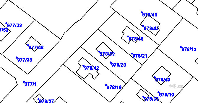 Parcela st. 978/39 v KÚ Velká Chuchle, Katastrální mapa