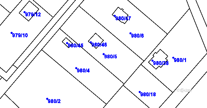 Parcela st. 980/5 v KÚ Velká Chuchle, Katastrální mapa
