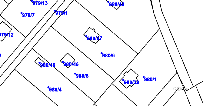 Parcela st. 980/6 v KÚ Velká Chuchle, Katastrální mapa
