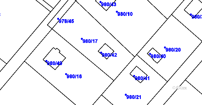 Parcela st. 980/42 v KÚ Velká Chuchle, Katastrální mapa