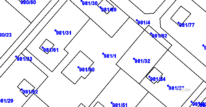 Parcela st. 981/1 v KÚ Velká Chuchle, Katastrální mapa