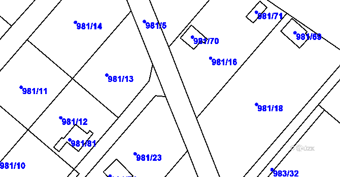 Parcela st. 981/5 v KÚ Velká Chuchle, Katastrální mapa
