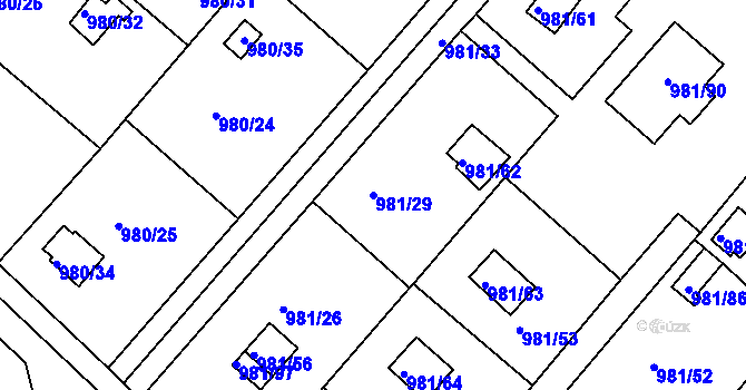 Parcela st. 981/29 v KÚ Velká Chuchle, Katastrální mapa