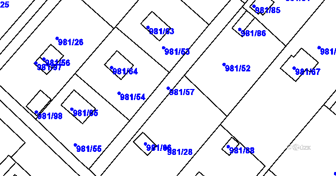 Parcela st. 981/57 v KÚ Velká Chuchle, Katastrální mapa