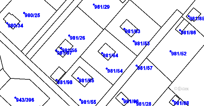 Parcela st. 981/64 v KÚ Velká Chuchle, Katastrální mapa
