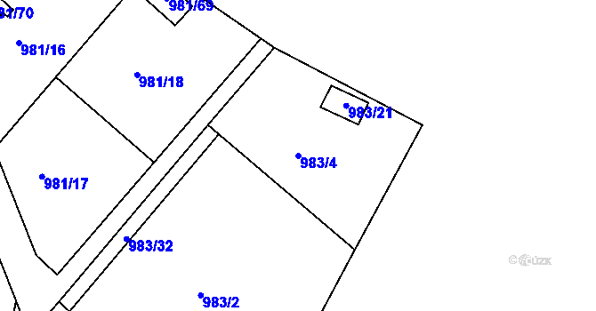 Parcela st. 983/4 v KÚ Velká Chuchle, Katastrální mapa