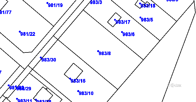Parcela st. 983/8 v KÚ Velká Chuchle, Katastrální mapa